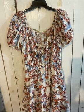 Liberty Love Cream Maxi Dress with Red, Blue & Olive Floral Print